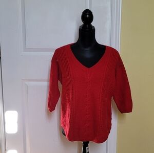 Torrid sweater V-neck pull over red XL plus size 0X acrylic wool blend preppy